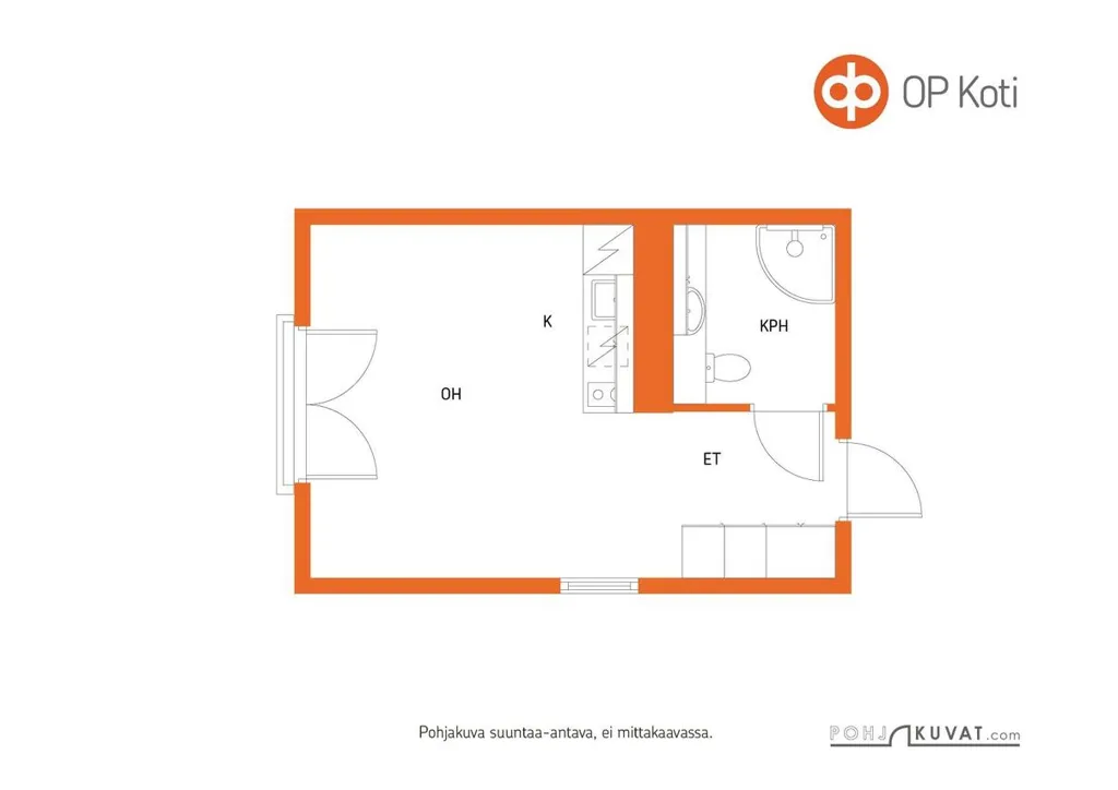 Floor Plan - Bright Studio with French Balcony in Korteniitty