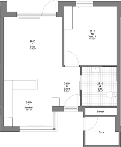 Plaan - Two-Room Apartment on Tranebærvej in Agerbæk