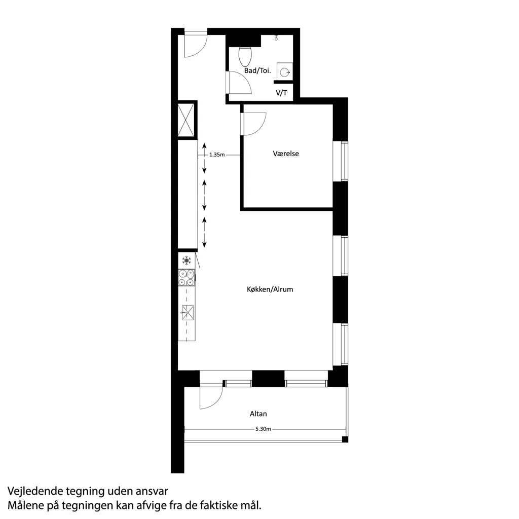 Plan - Two-Bedroom Flat with Terrace in Fredericia