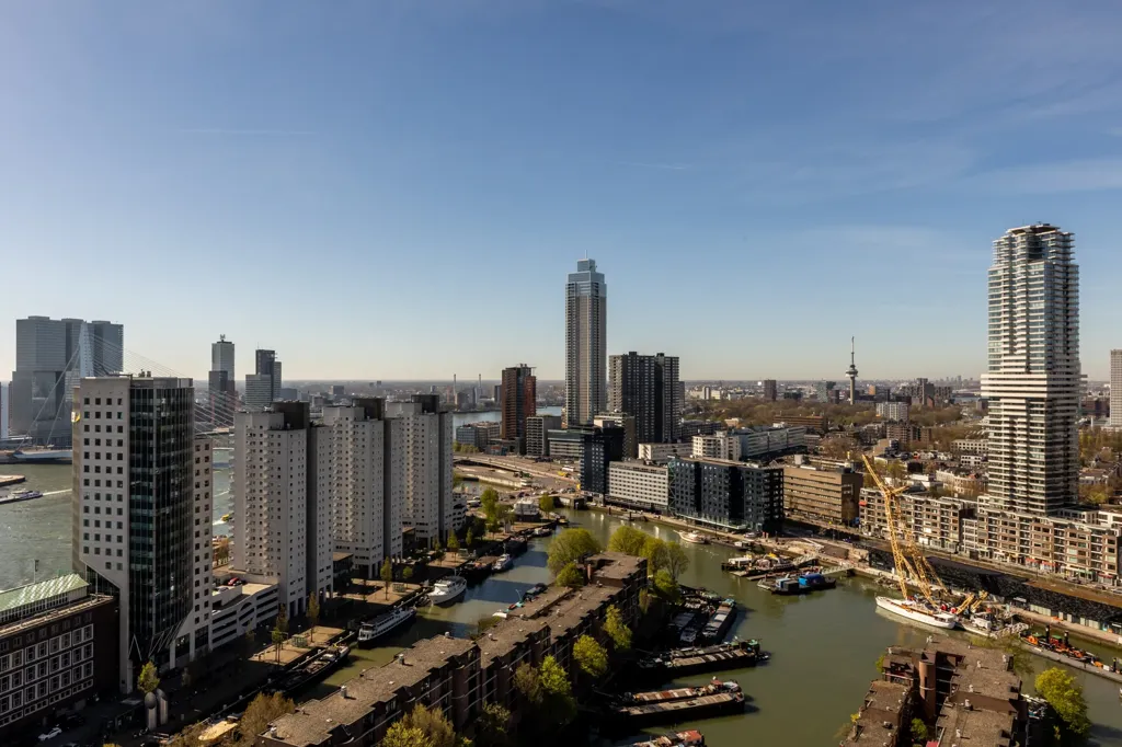 Aerial - Apartment with Skyline View on 27th Floor in Rotterdam