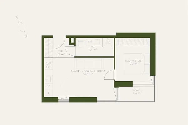 Plan - Appartement 2 pièces à Tartu