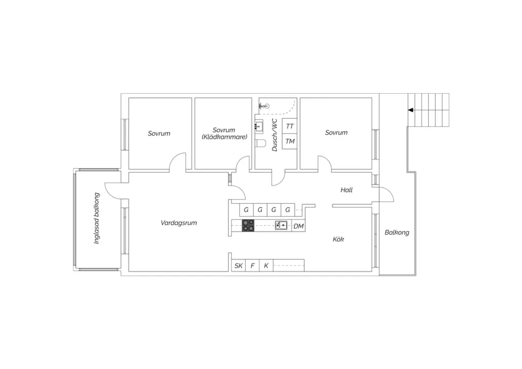 Plan - Apartment with Two Balconies in Brf Storklas