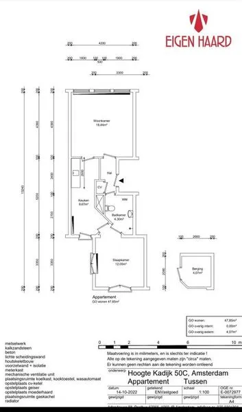 Floor Plan - Historic Apartment on Hoogte Kadijk, Amsterdam