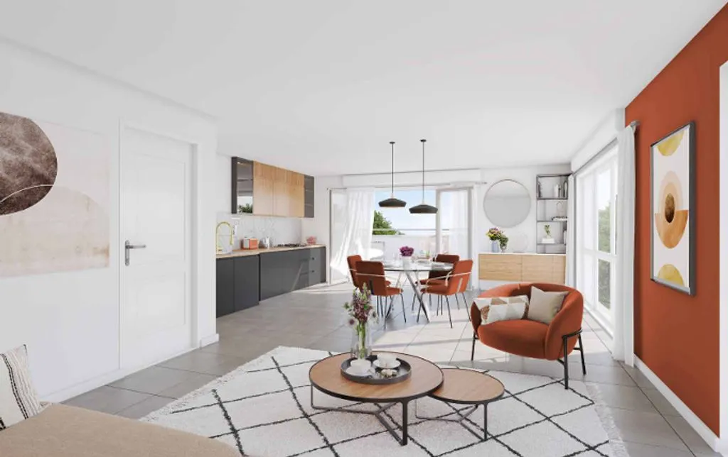 Séjour - Appartement Luxe avec Terrasse à Ambilly
