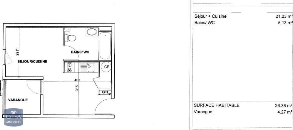 Planimetria - Studio with Balcony in Saint-Denis, Réunion
