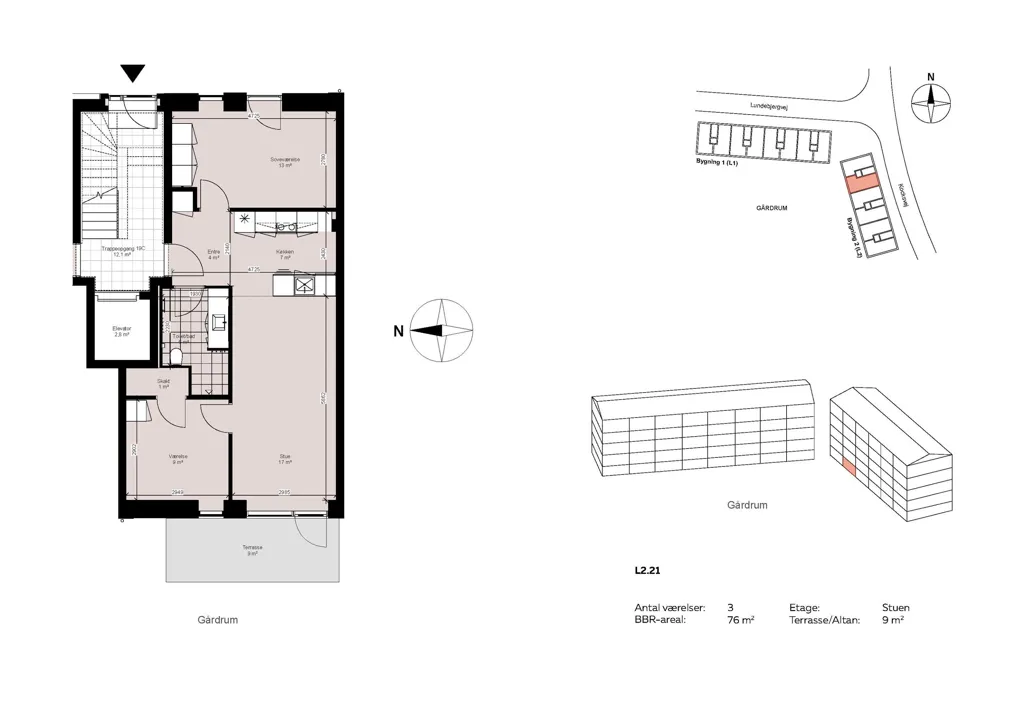 Plano - Three-Room Apartment with Balcony in Frederikssund