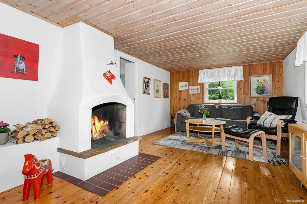 Wohnzimmer - Red Brick Cottage with Lake View in Sågmyra