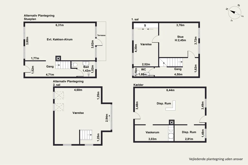 Plan - Historic Terrace House with Garden in Aarhus C