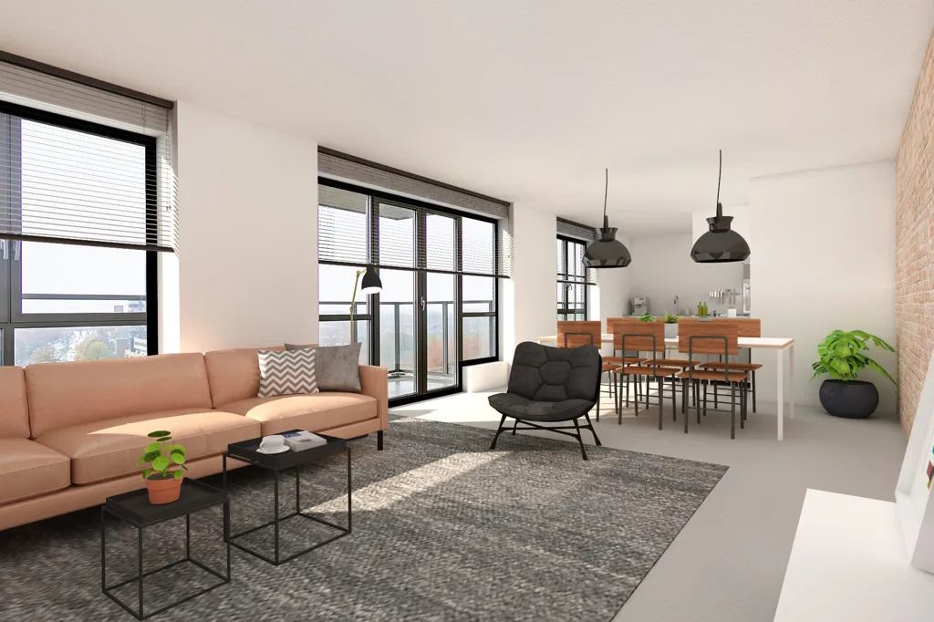 Living Room - Waterfront Apartment with Balcony in Tilburg