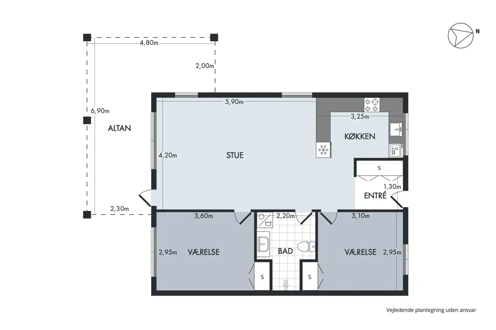 Floor Plan - Spacious 3-Bedroom Flat with Balcony in Aarhus