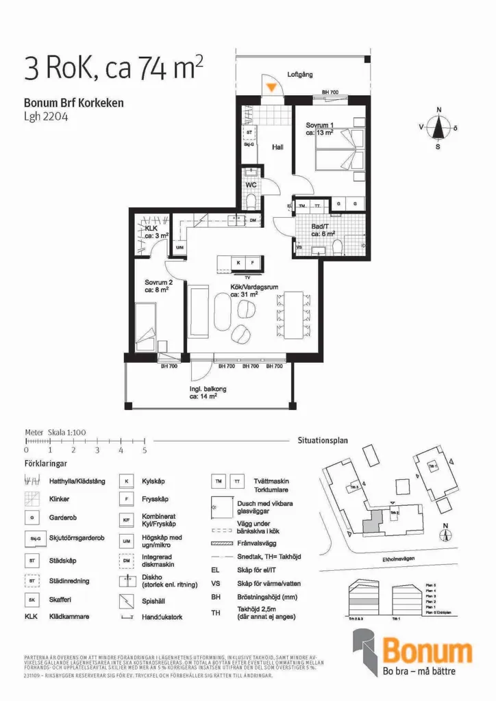 Plan - Apartment with South-Facing Balcony in Linköping