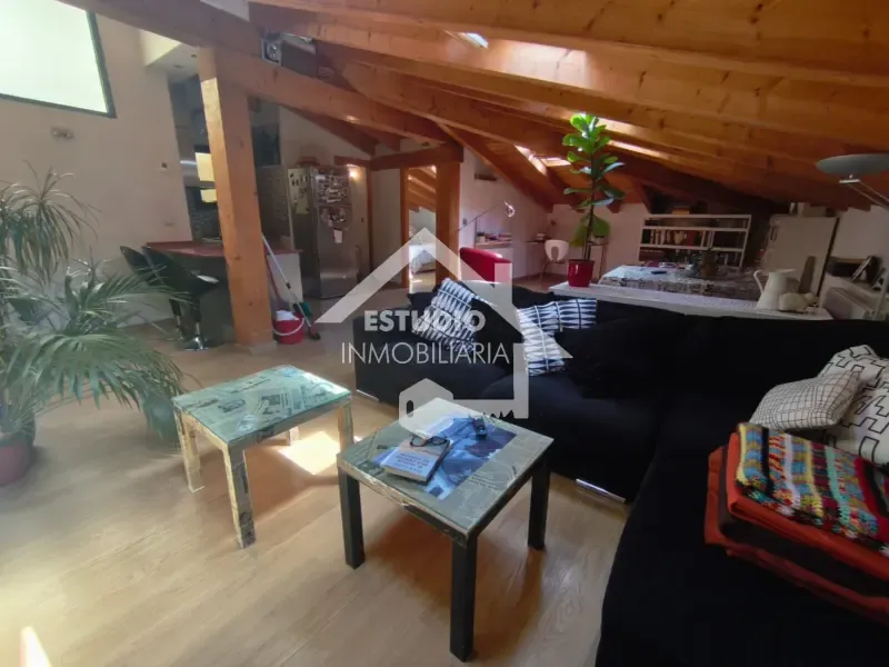 Living Room - Modern Loft with Wood Beams in Logroño