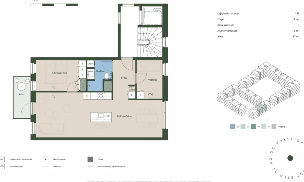 Plaan - 3-Bedroom Flat with Elevator in Hedehusene