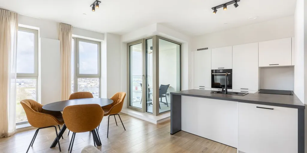 Cuisine - Appartement avec Vue Panoramique sur le Eilandje à Anvers