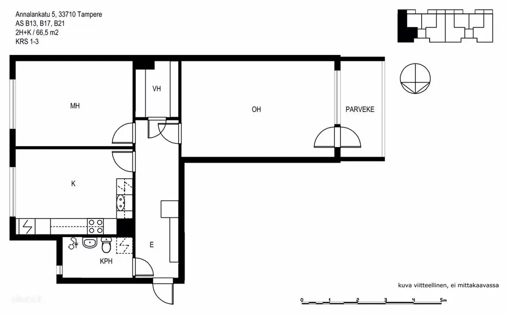 Plan - Two-Bedroom Apartment with Balcony in Kaukajärvi