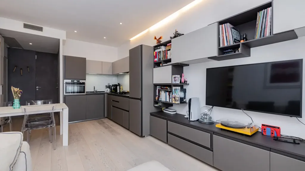Living Room - Design Bilocale with Balcony in Milan