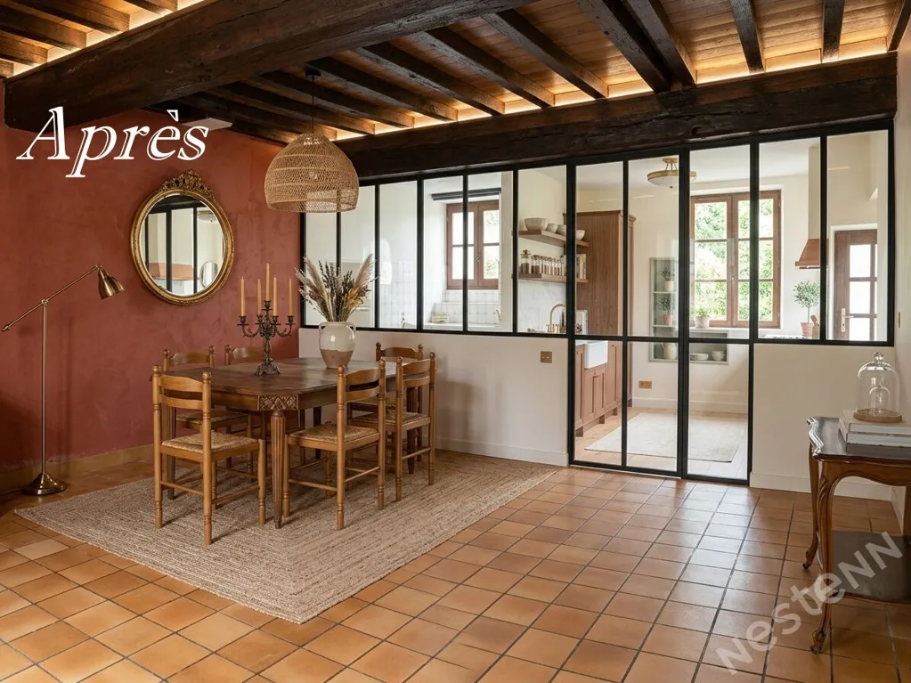 Sala da pranzo - Spacious Town House with Courtyard in Cuisery