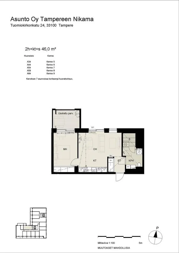 Plan - Appartement 2 pièces à Tampere