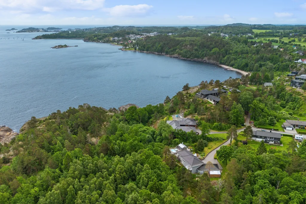 Vue aérienne - Architect-Designed House with Sea View in Larvik