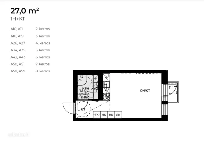 Plan - Spacious One-Bedroom Flat with Balcony in Leppävaara