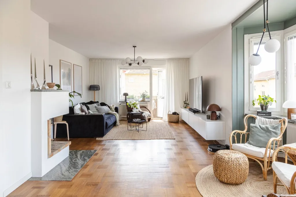 Living Room - Gable Flat with South-Facing Balcony in Västerås