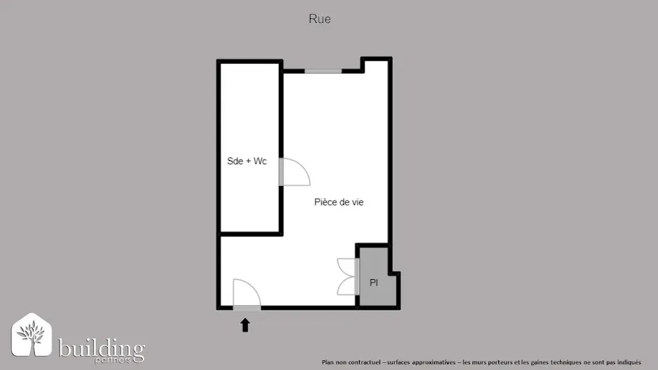Plan - Appartement 1 Pièce avec Vue Sud-Est à Paris 17ème