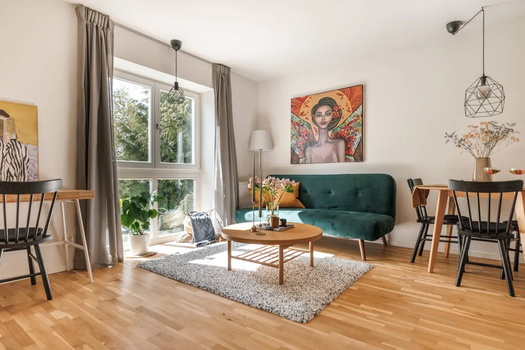 Séjour - Modern Flat with Large Windows in Stockholm