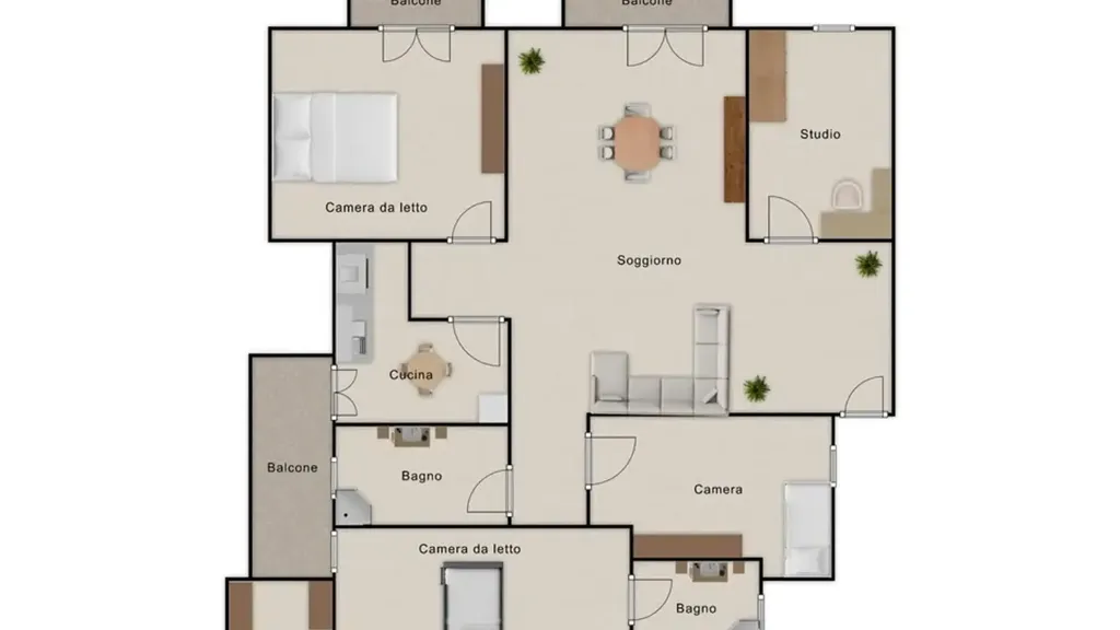 Planimetria - 5-Bedroom Apartment with Balcony in Palermo