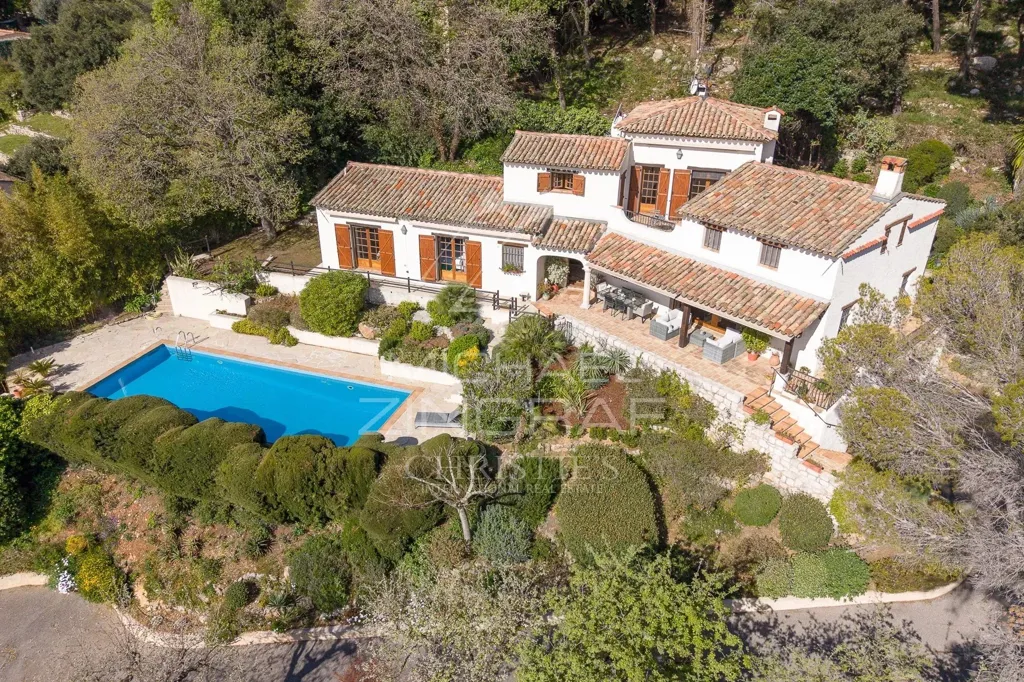 Aerial - Provençal Villa with Panoramic Sea View near Cannes