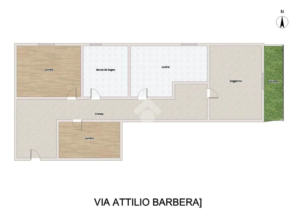 Plan - Two-Bedroom Apartment with Balcony in Pitrè Alta, Palermo