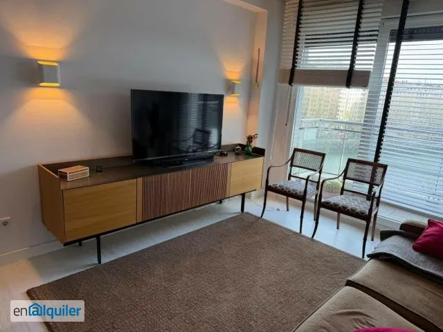 Living Room - Furnished Apartment with River View in Donostia