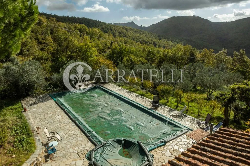 Vue aérienne - Luxury Villa with Panoramic Pool in Laterina