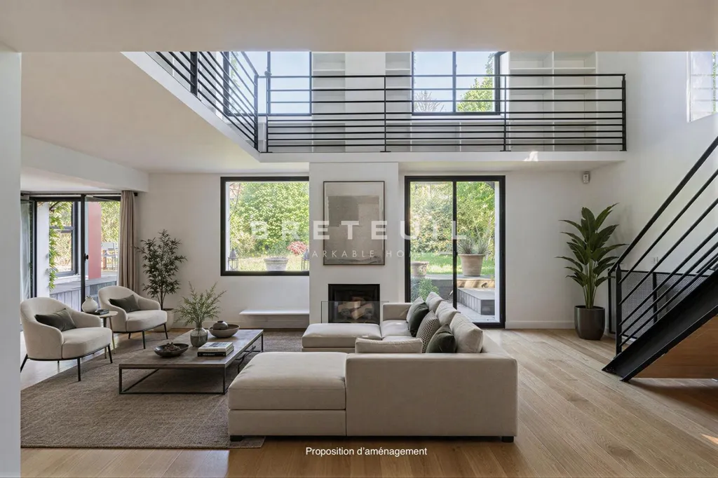 Living Room - Architect's House with Garden in Garches