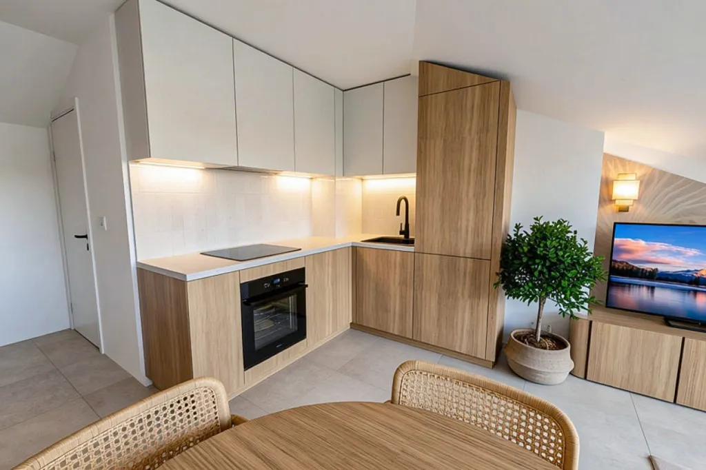 Cuisine - Studio Hypercentré avec Vue Toit Annemasse