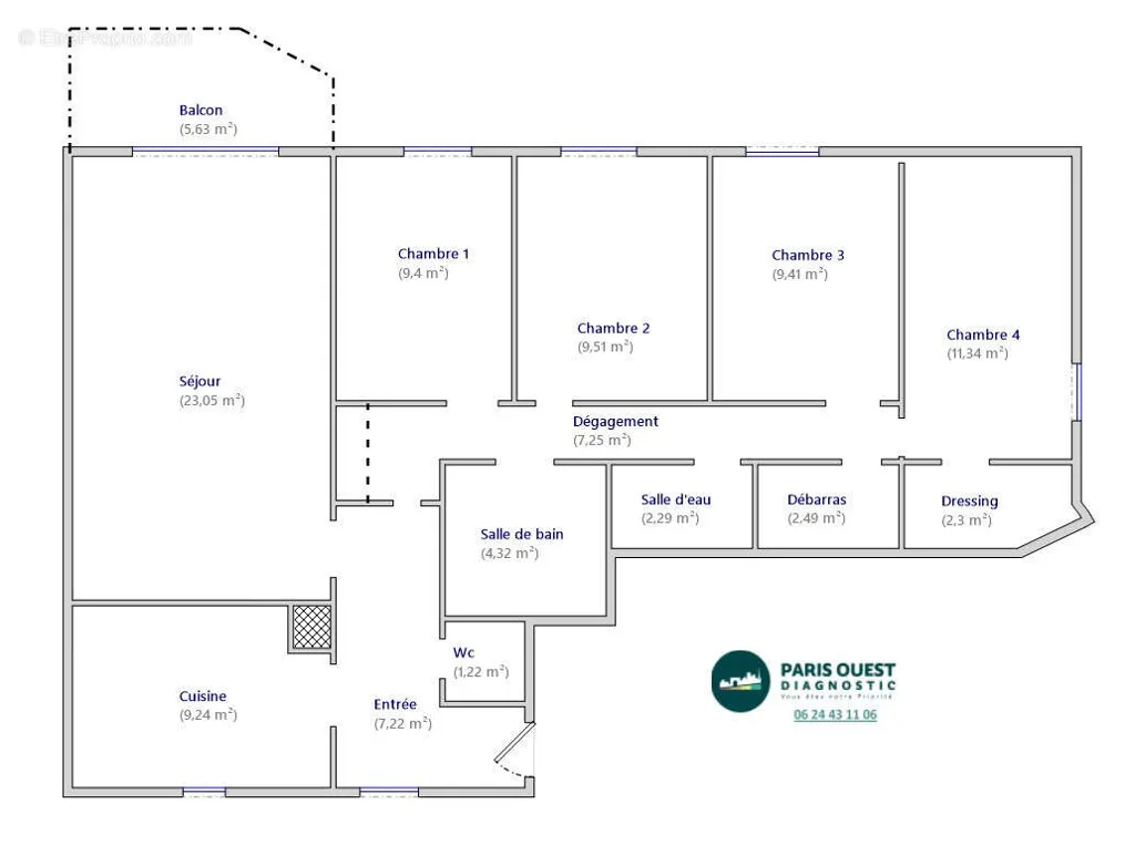 Plan - Appartement Traversant avec Terrasse à Gentilly