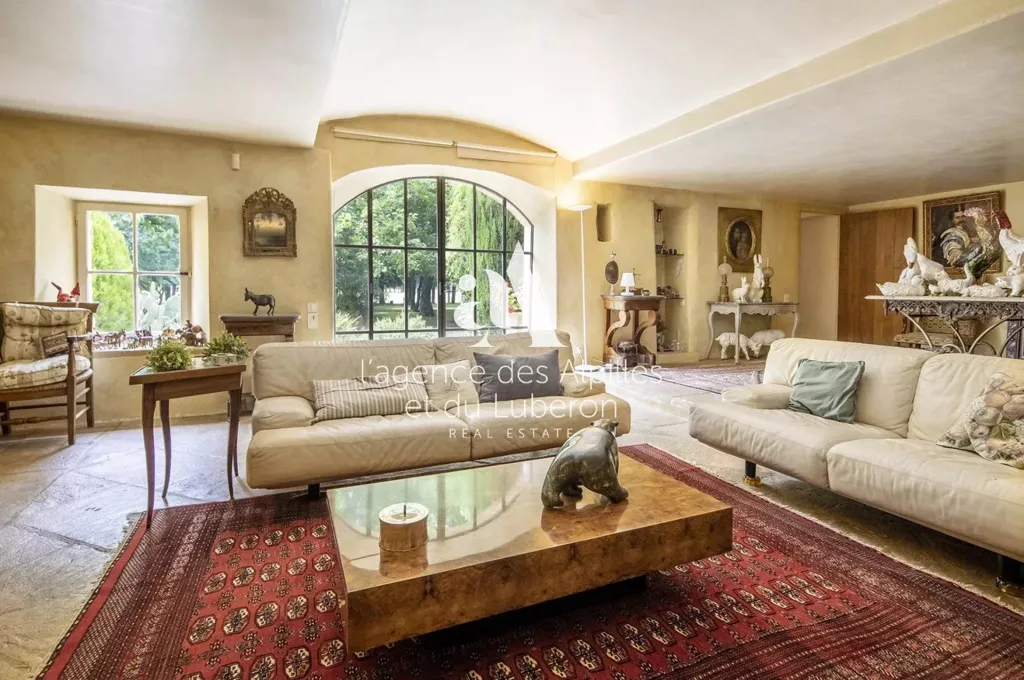 Living Room - Authentic Stone Mas with Pool near Avignon TGV