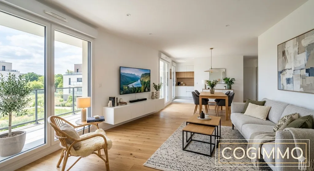 Living Room - New T3 Flat with Low Energy Consumption in Achères