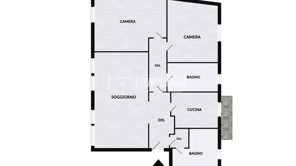 Plan - Rear-Facing Apartment with Balcony in Cantù