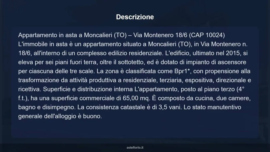 Auctioned Apartment with Ascender in Moncalieri