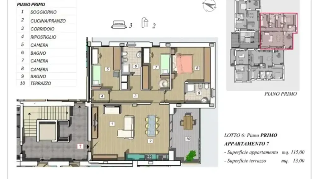 Planimetria - Spacious 4-Bedroom Apartment with Terrace in Cameri