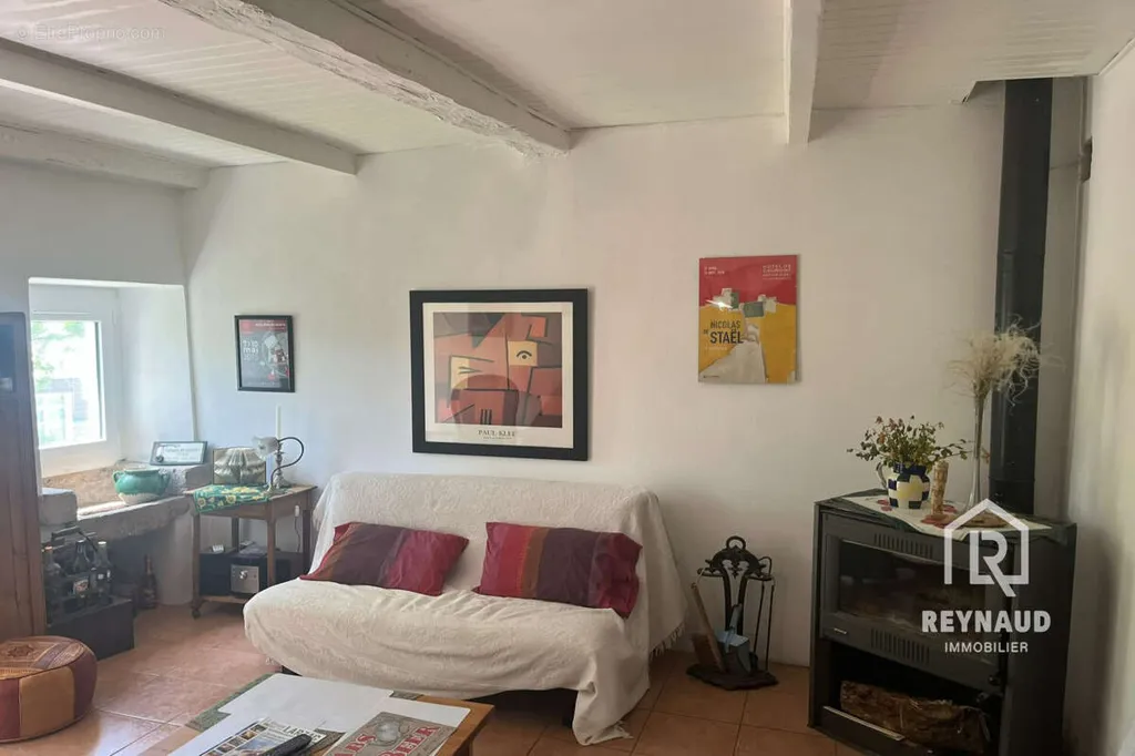 Living Room - Charming Stone House with Garden in Le Caylar