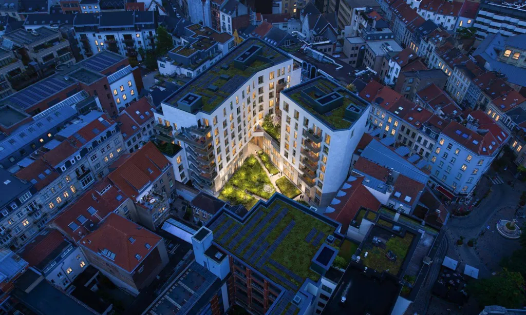 Vue aérienne - Appartements neufs avec terrasse à Bruxelles Centre
