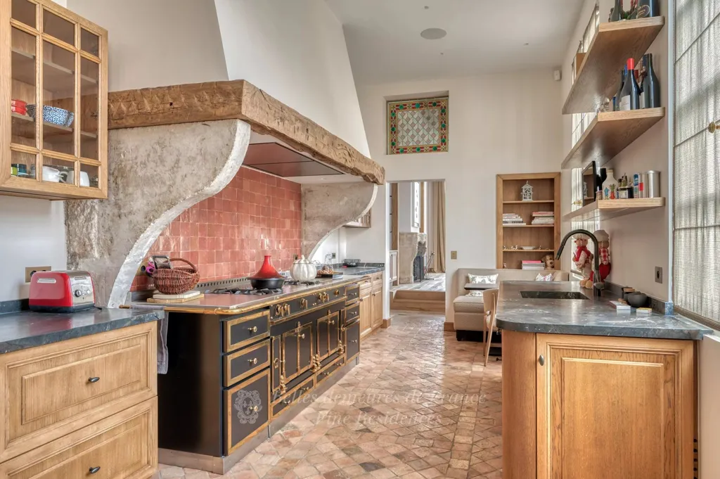Kitchen - Period Charm Triplex with Seine View in Paris 5th