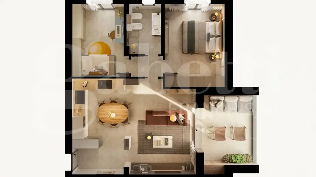 Plan - New 3-Bedroom Apartment with Balcony in Vignola