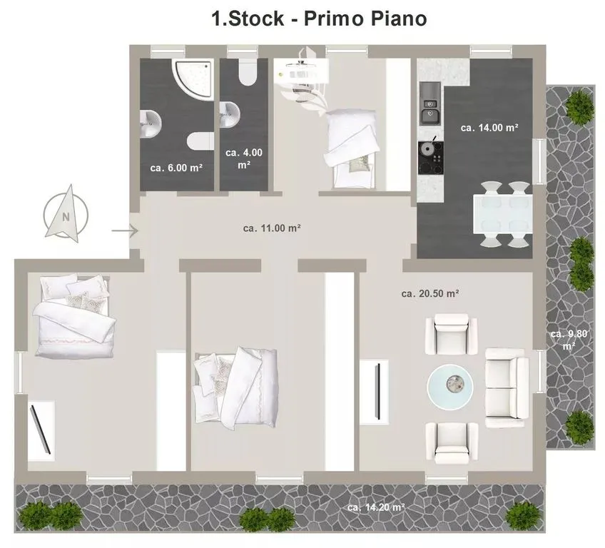 Plan - Flat with Balconies in Falzes