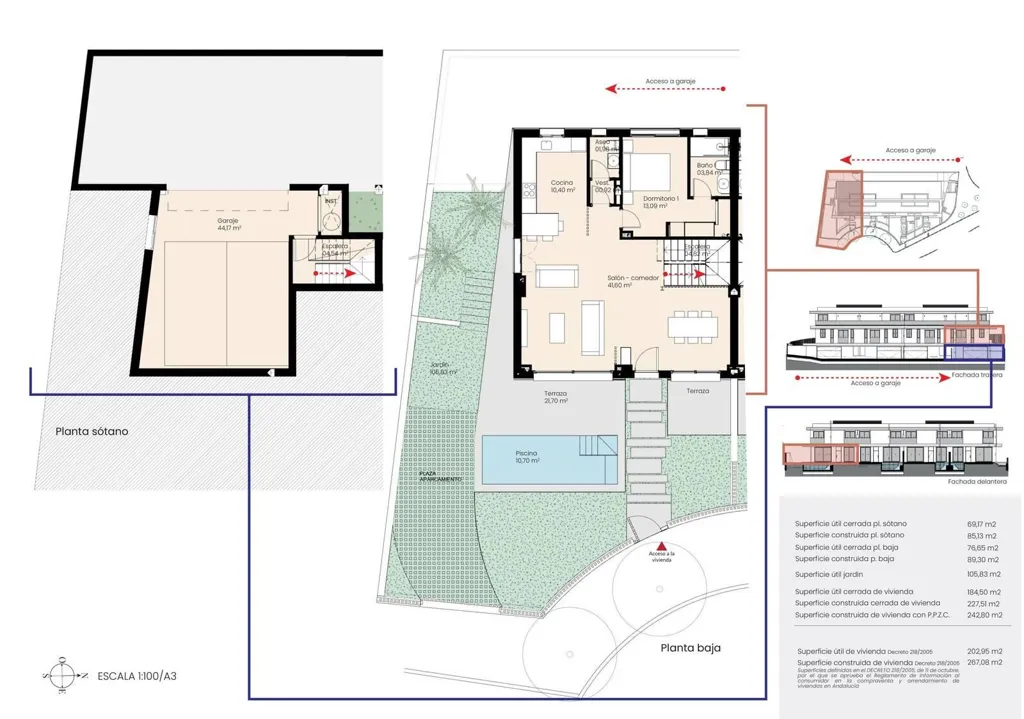 Plan - Eco-Friendly Townhouse with Pool in El Limonar, Málaga