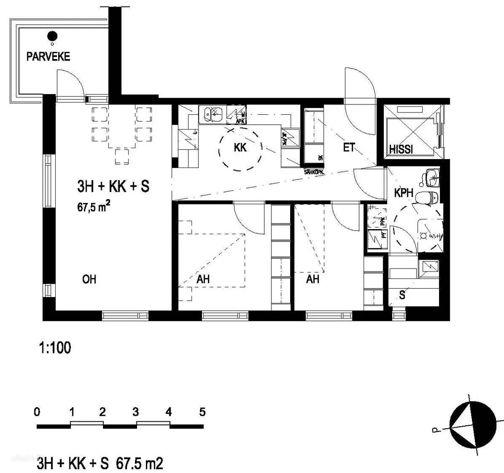 Plaan - Apartment with Balcony in Lahti's Kivikylä