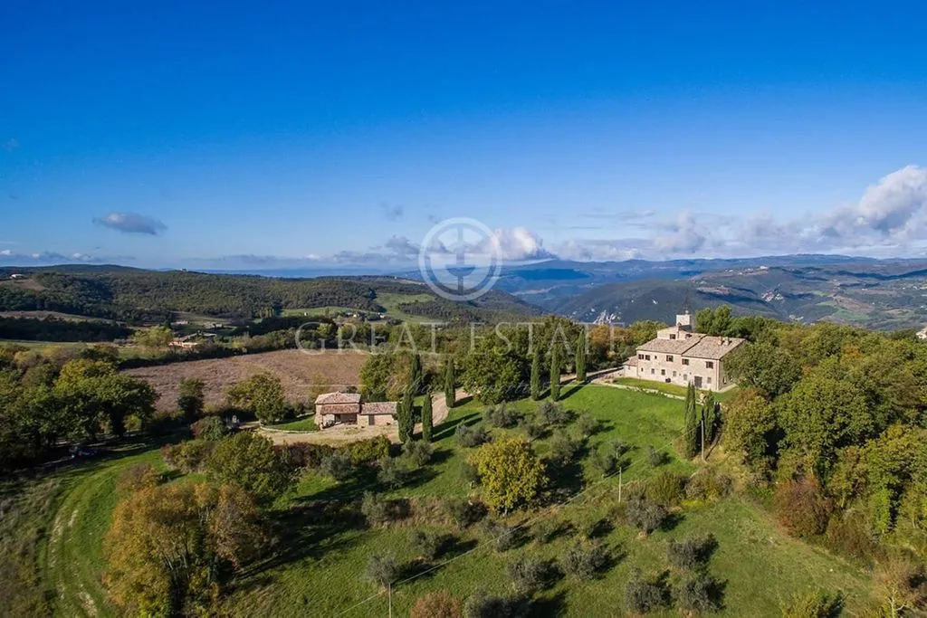 Aerial - Ancient Castle with Pool in Umbria