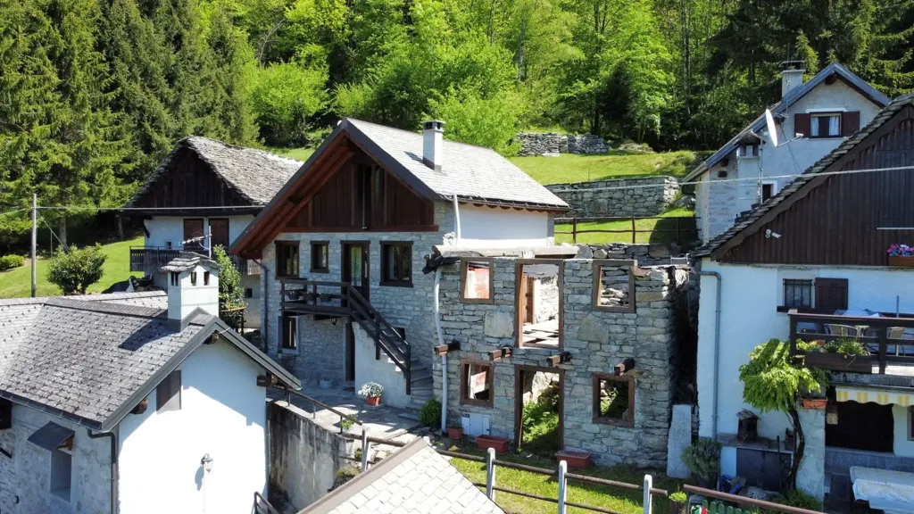 Aerial - Rustic House with Mountain View in Varzo