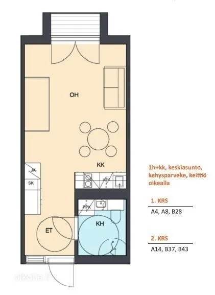 Planimetria - Modern Studio Flat with Balcony in Kirkkonummi